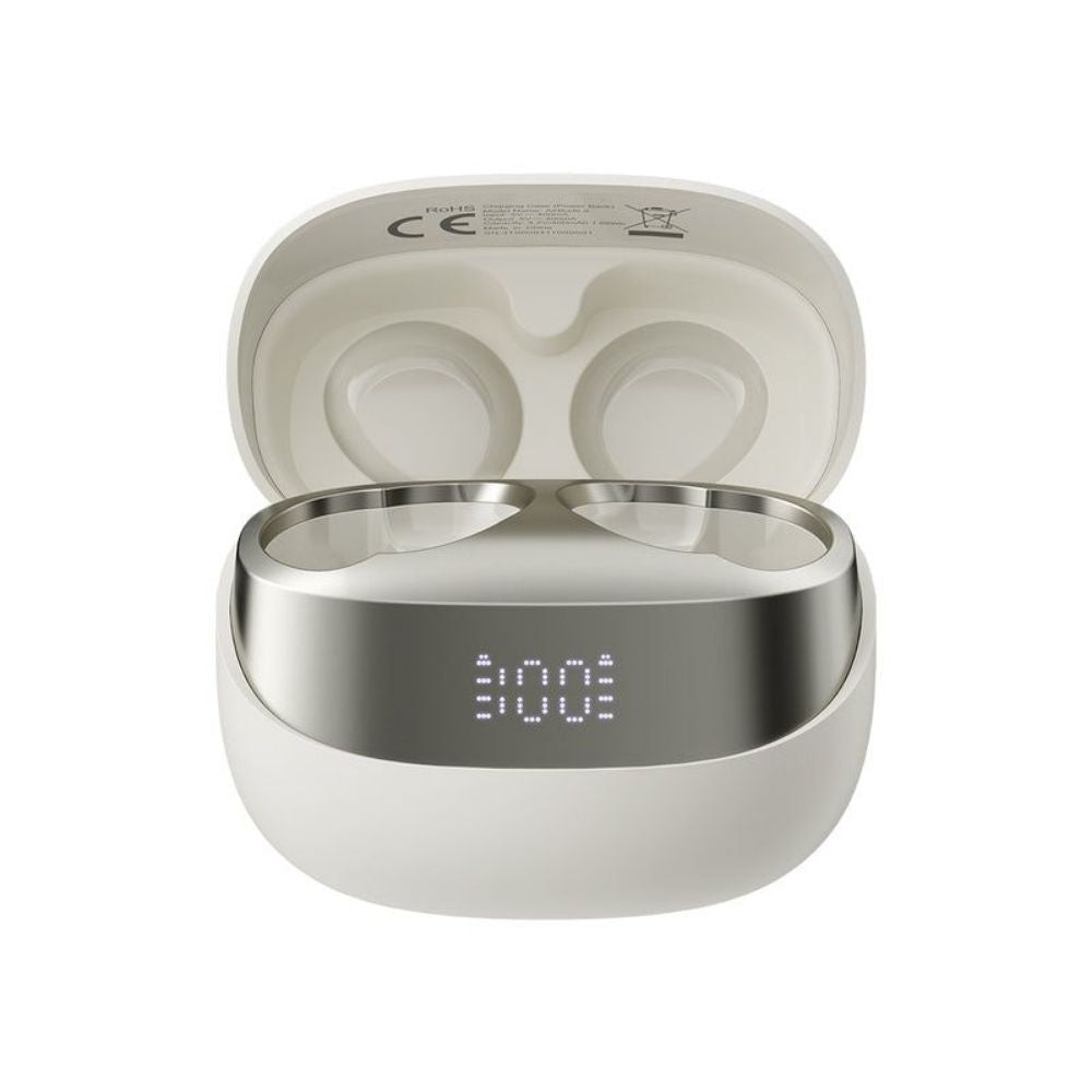 Audifonos Blackview Inalambricos Confort Bluetooth 5.4 Autonomia hasta 5 horas y 24 horas con el estuche Estuche de Carga con Display Nivel de Bateria color Blanco AIRBUDS 9-BWH