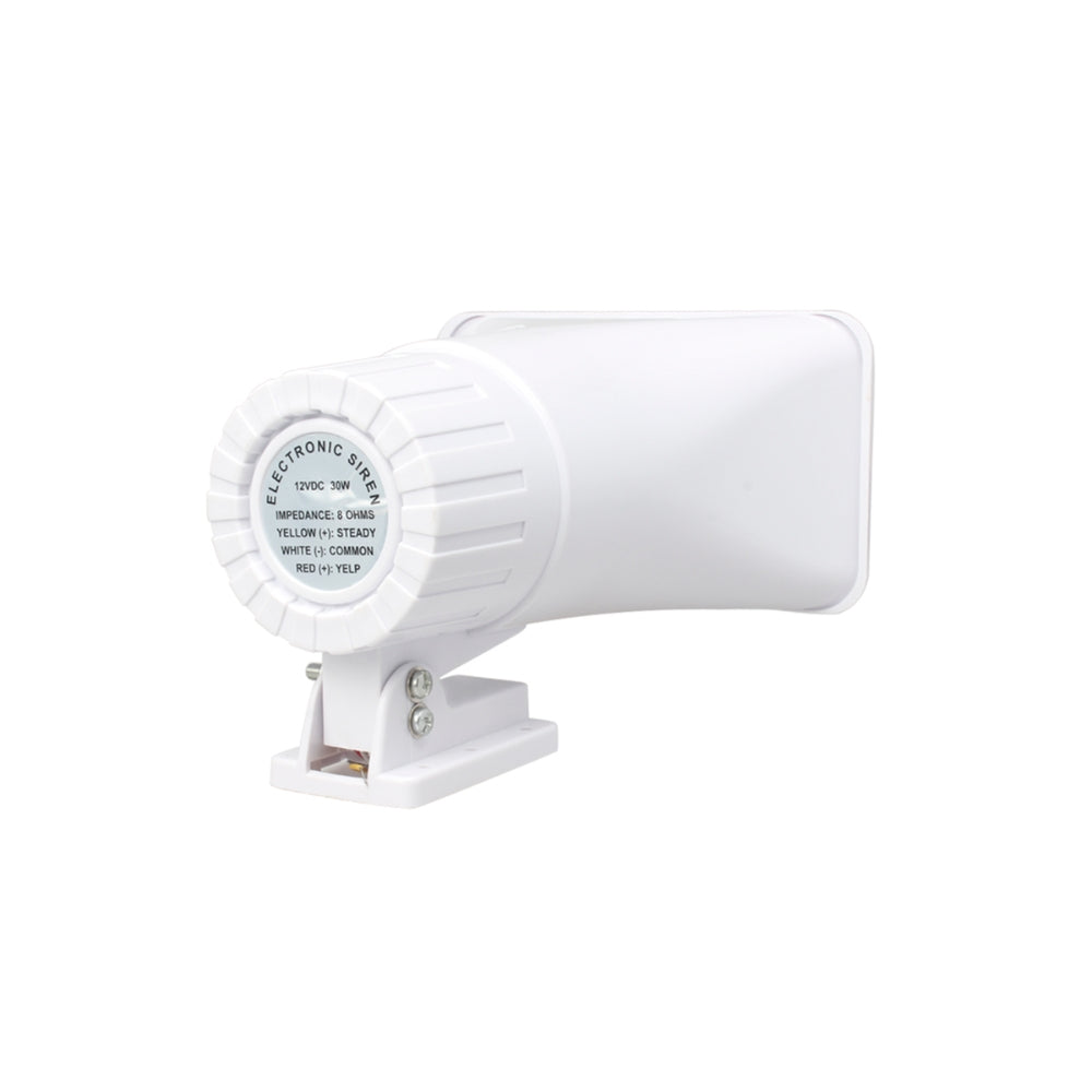 Sirena Dimax de 30W de 2 Tonos 115dB Alimentacion 12Vdc 1.2Amp incluye Soporte W042