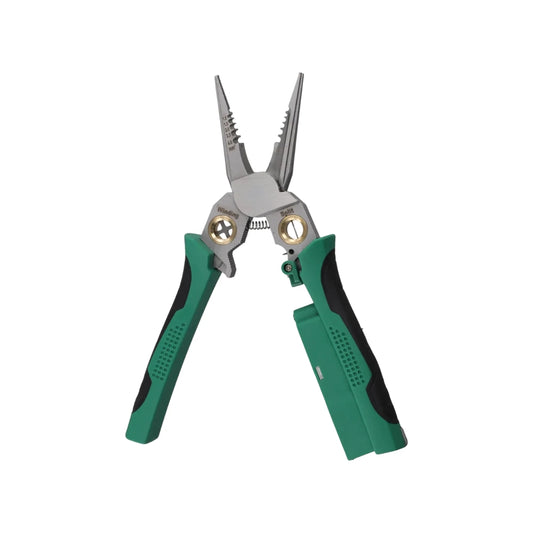 Alicate Multifuncion Dimax 8en1 Medicion de Voltaje 12-250Vac/Vdc Pelar Cortar y mas funciones para Electricista Material Acero Inoxidable N114