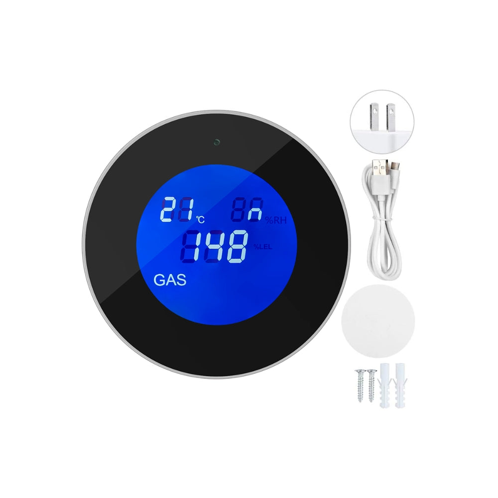 Sensor Detector de Gas Dimax Inteligente WiFi Detecta GLP GNC Deteccion 360° Pantalla LCD Vida Util Sensor 3 años Alarma Integrada 90dB Alimentacion Micro USB R312