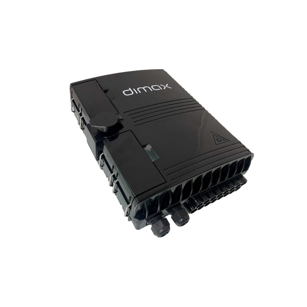 Caja de Distribucion Dimax de Fibra Optica FTTH de 16 Puertos LC u 8 Puertos SC FC IP65 color Negro C729
