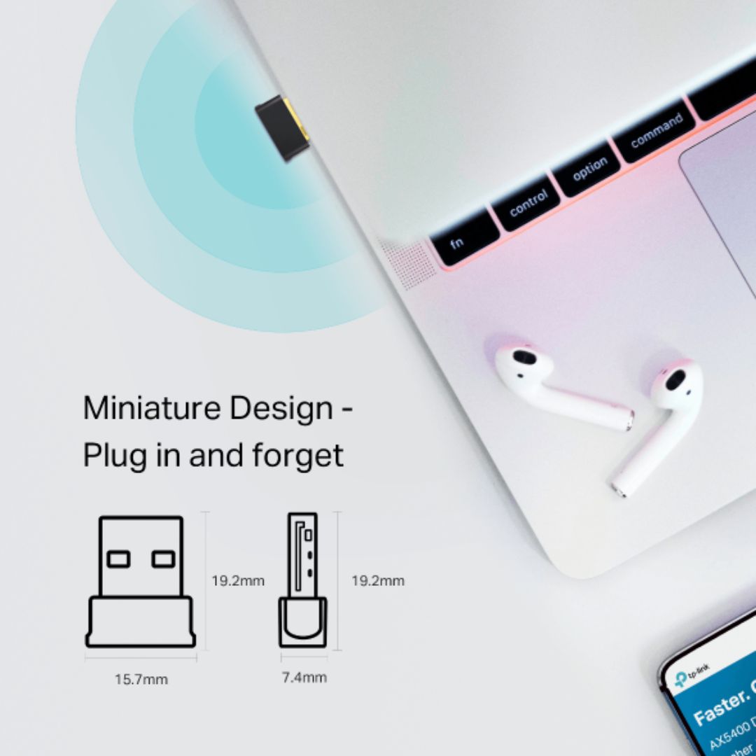 Mini Adaptador TP-Link USB a WiFi Bluettoth 4.2 AC600 Doble Banda ARCHER T2UB NANO