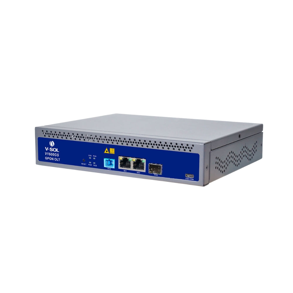 Gpon OLT V-Sol 1xGPON GE+2 GE SFP 10GE SFP+ USB Soporta Triple Play 1U Doble Corriente Alterna Compatible con Cualquier marca de ONU V1600GS