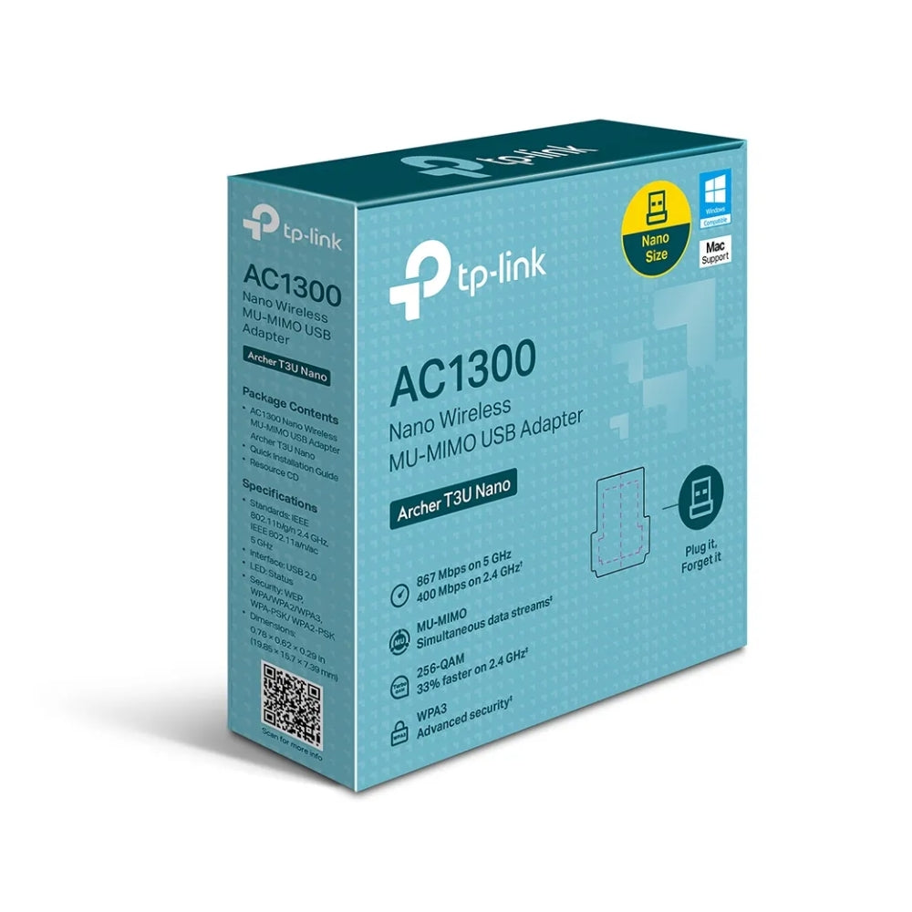 Mini Adaptador USB a WiFi TP-Link AC1300 Doble Banda USB 3.0 MU-MIMO ARCHER T3U NANO