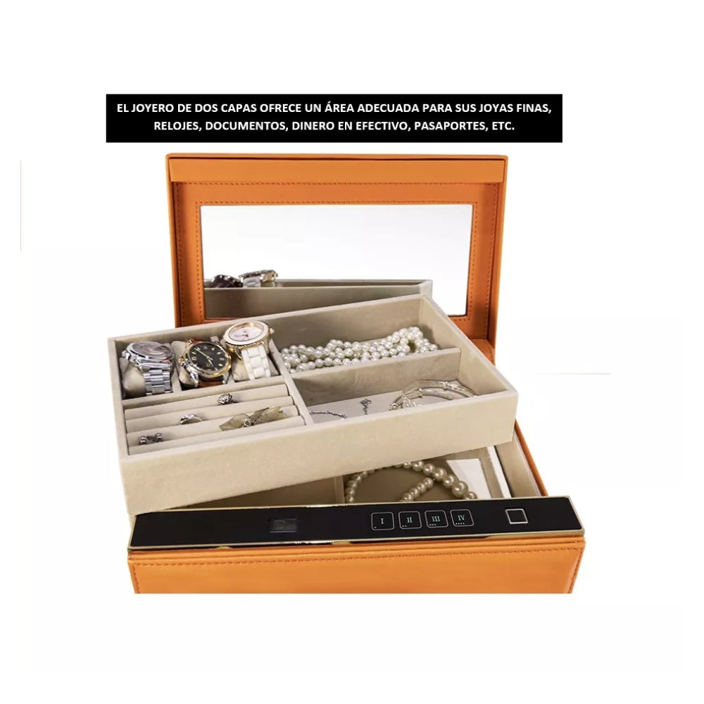 Caja Fuerte Safewell Doble con Clave+Contraseña+Huella Tipo Armario para Joyas JS0104-Naranja