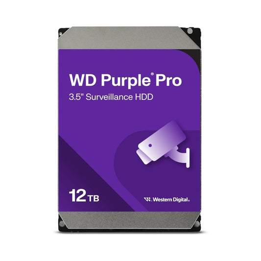 Disco Duro Western Digital Purpura Pro 12TB 7200RPM Sata 6Gbps 3.5" Trabajo 24/7 para Video Vigilancia con IA WD122PURP