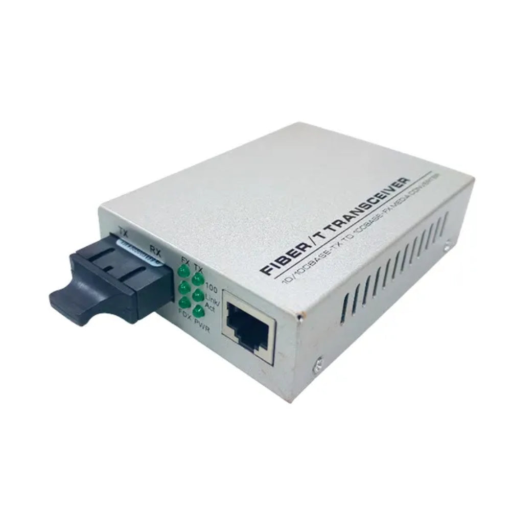 Conversor de Fibra Optica Dimax a Ethernet 10 100 Mbps Conector Duplex SC Monomodo Alcance 25Km con Fuente de Poder 5Vdc 1Amp CONV-SM-901