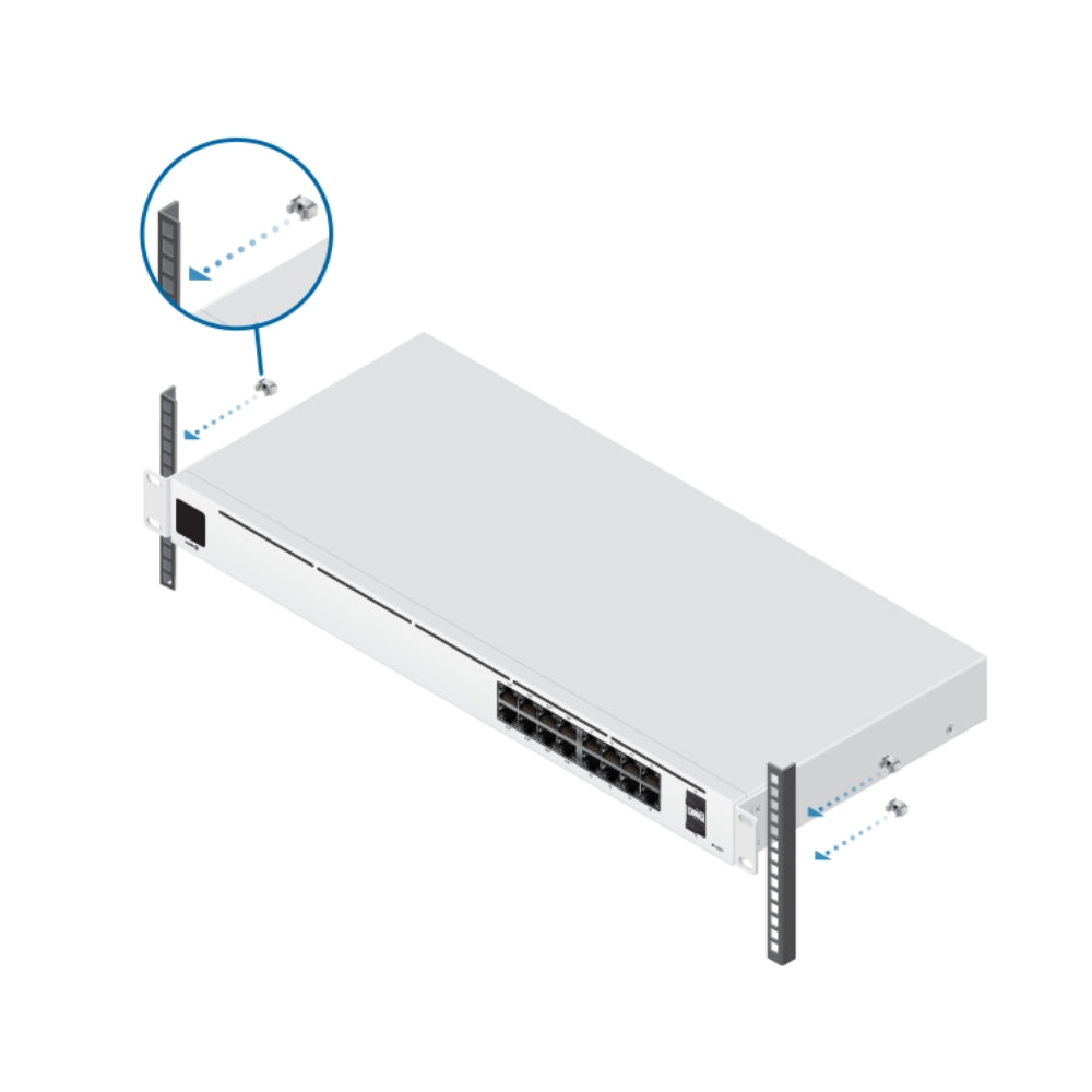 Switch Ubiquiti Unifi 16 Puertos Gigabit 8xPoE+ 8xGigabit 2xSFP Capacidad Switching 36Gbps Rackeable USW-16-POE
