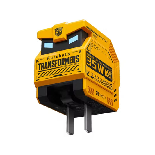 Cargador Adaptador Transformers Deceptions 35Watts GaN Puerto Dual USB-A USB-C Enchife Plegable Amplia Compatibilidad color Amarillo TF-K21-YW