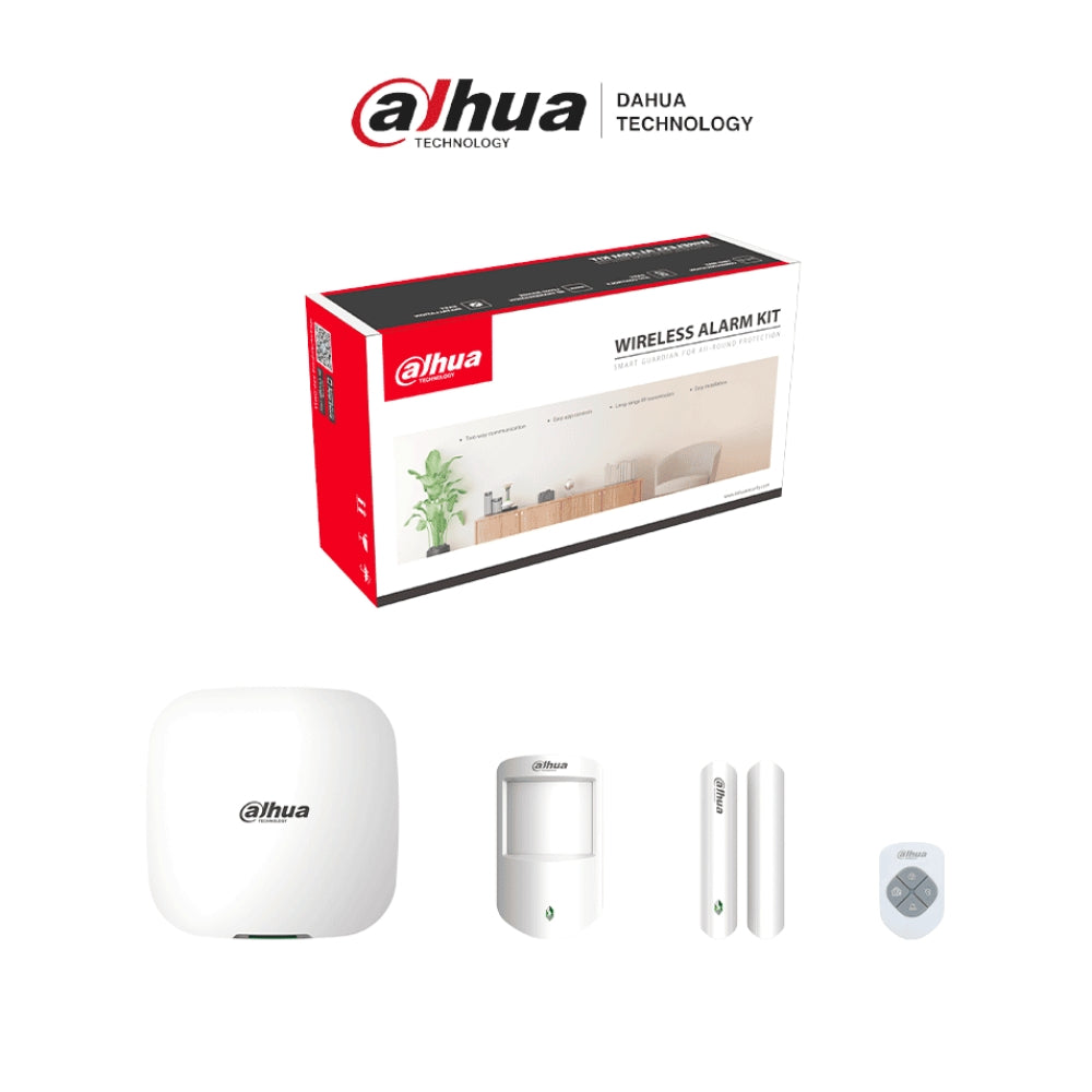 Kit de Alarma Dahua hasta 150 Dispositivos Inalambricos ANR 1xHUB 1xControl 1xDetector Puerta 1xDetector PIR DHI-ART-ARC3000H-03-W2