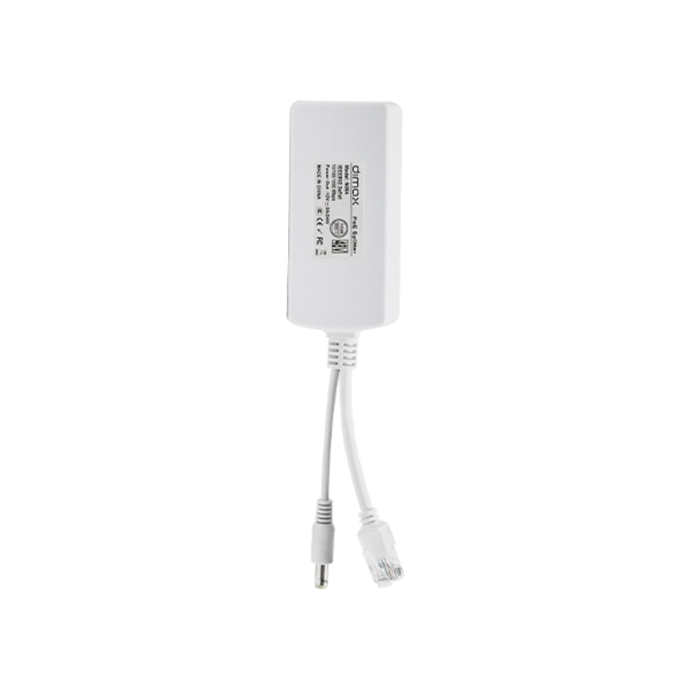 Splitter Dimax POE 1 Puerto LAN 10/100/1000 Mbps Entrada 33 a 57Vdc Salida 12Vdc 2Amp N064
