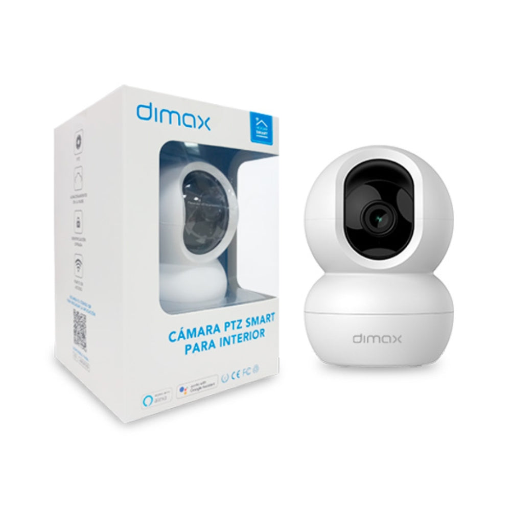 Camara Inteligente Dimax para Interior 3MP WiFi Detecta Movimiento Audio 2 Vias Micro SD hasta 128GB Vision Nocturna G104