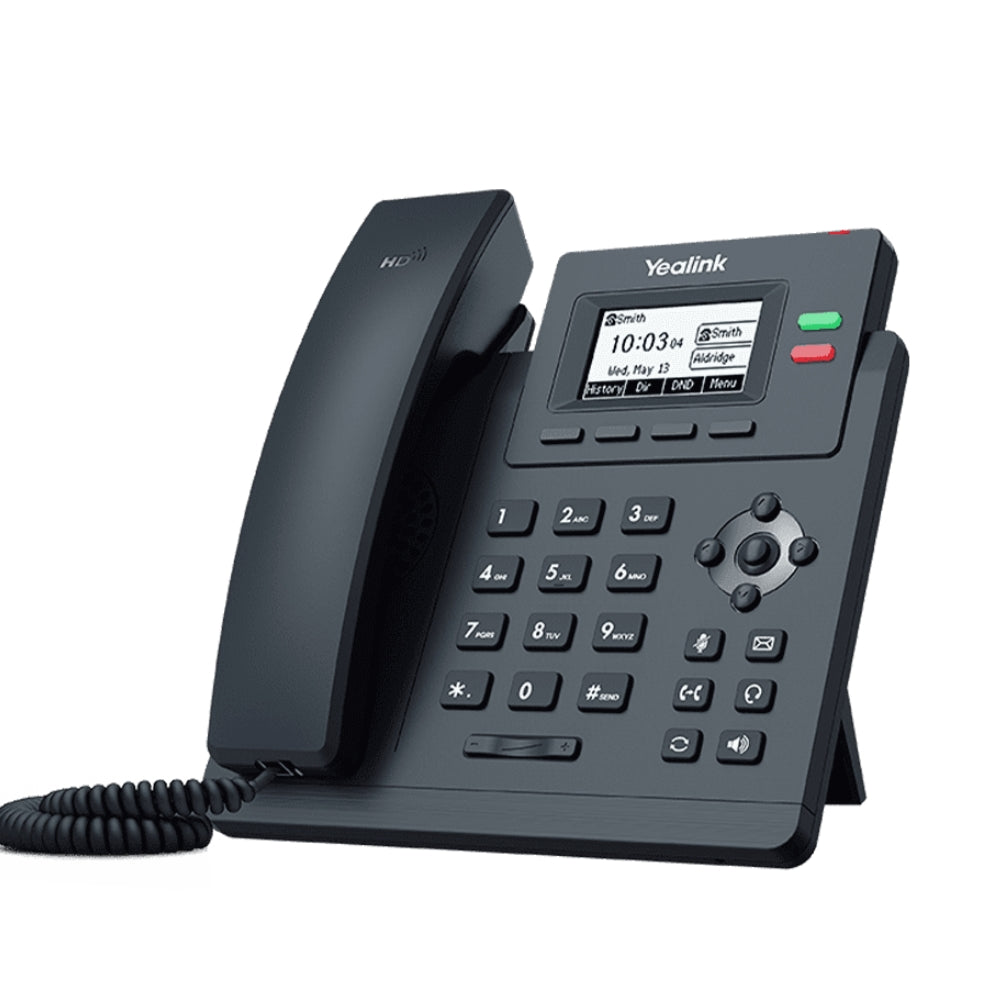 Telefono IP Yealink PoE 2xLineas SIP 2xPuertos Gigabit Pantalla 2.3" 5 Teclas Programables Conferencia 5 Vias Audio HD Incluye Fuente SIP-T31G