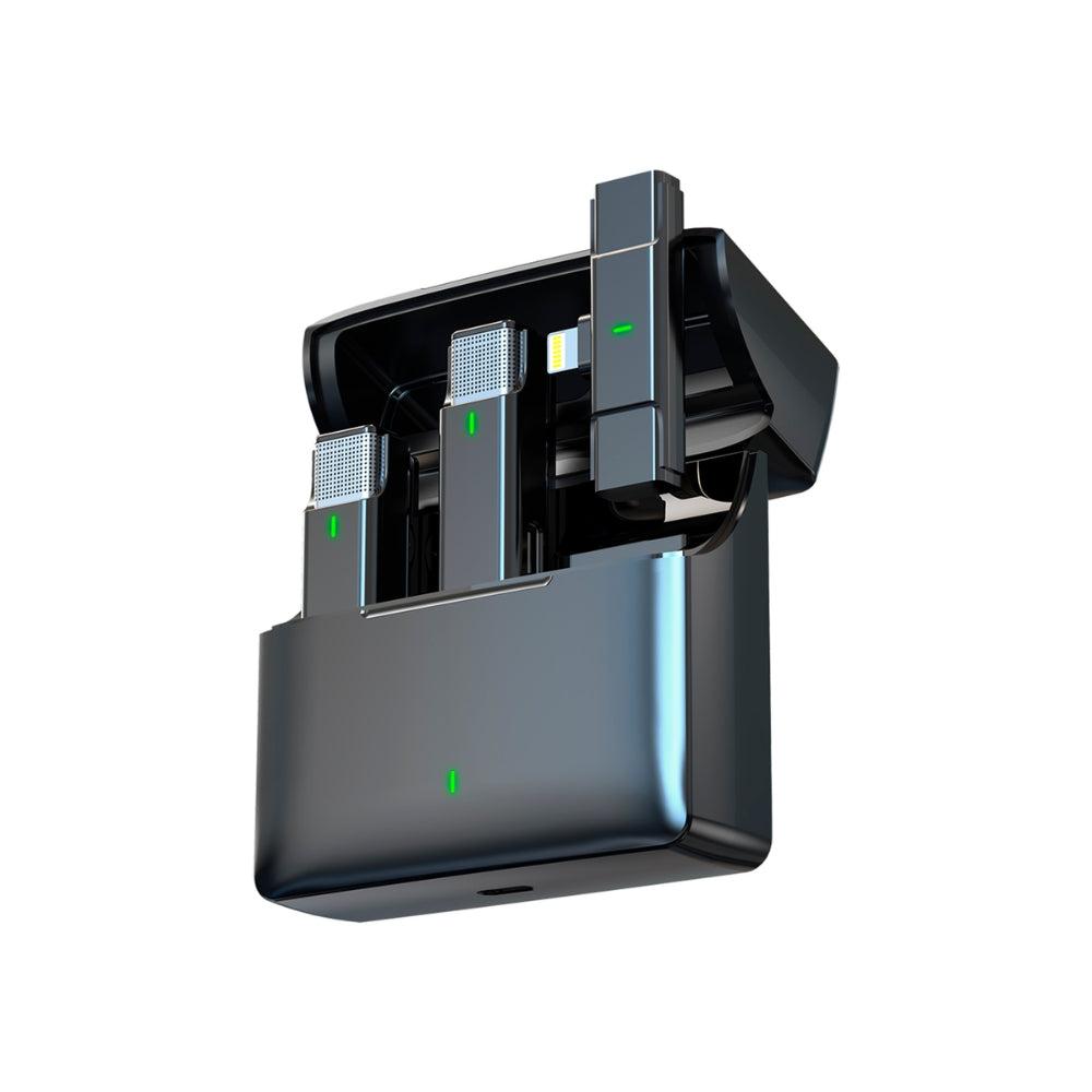 Microfono Dimax Inalambrico Doble con Receptor puerto Lightning Bateria hasta 6 Horas Estuche Puerto USB-C V382