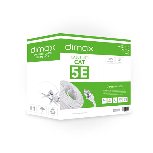 Cable Ethernet UTP Dimax Categoria 5E 24AWG CCA Aleacion Longitud 305 Metros color Blanco c714