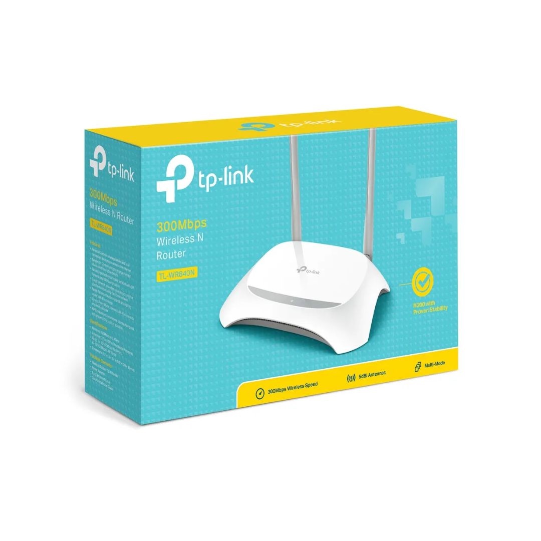 Router TP-Link Inalambrico N300 2 Antenas 5dBi 1xWAN 4xLAN Control Parental Firewall Red Invitado Soporta IPv6 TL-WR840N