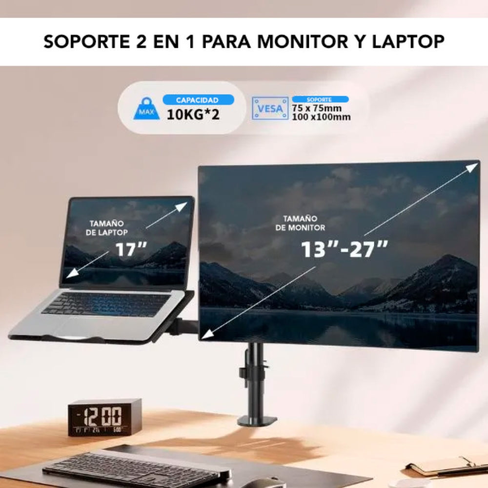 Soporte de Monitor Dimax de 27'' y Portatil Soporta 9Kg B008
