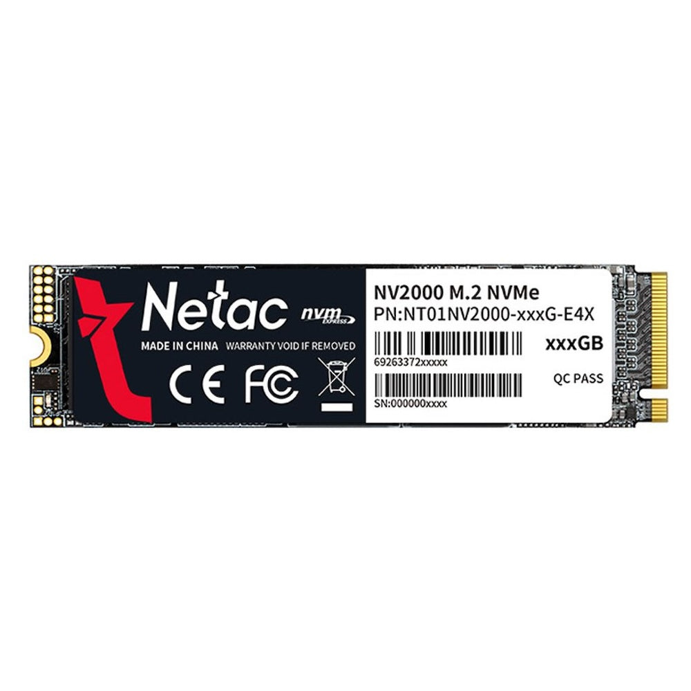 Disco Duro Netac SSD 256GB NV2000 PCIe 3 x4 M.2 2280 NVMe 3D NAND R/W hasta 2500/1000 MBps NT01NV2000-256-E4X