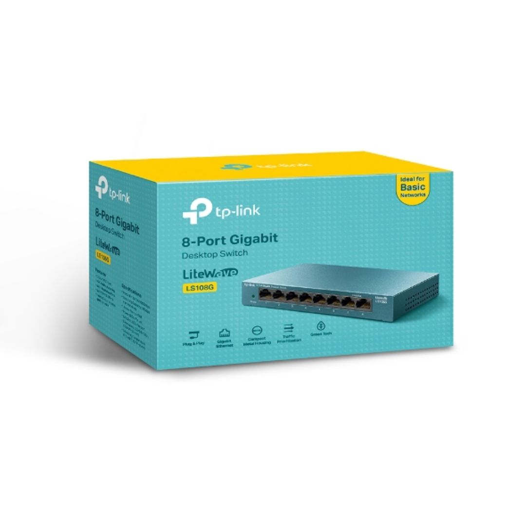 Switch TP-Link Lite Wave 8 Puertos Gigabit Carcasa de Acero LS108G