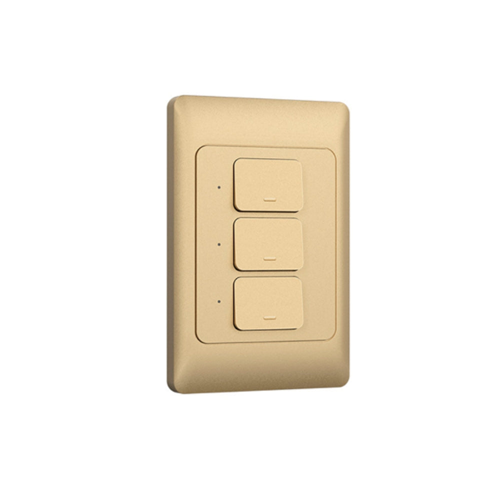 Interruptor Dimax de 3 Puntos Smart WiFi 2.4GHz Control por Voz Alexa y Google color Dorado H356
