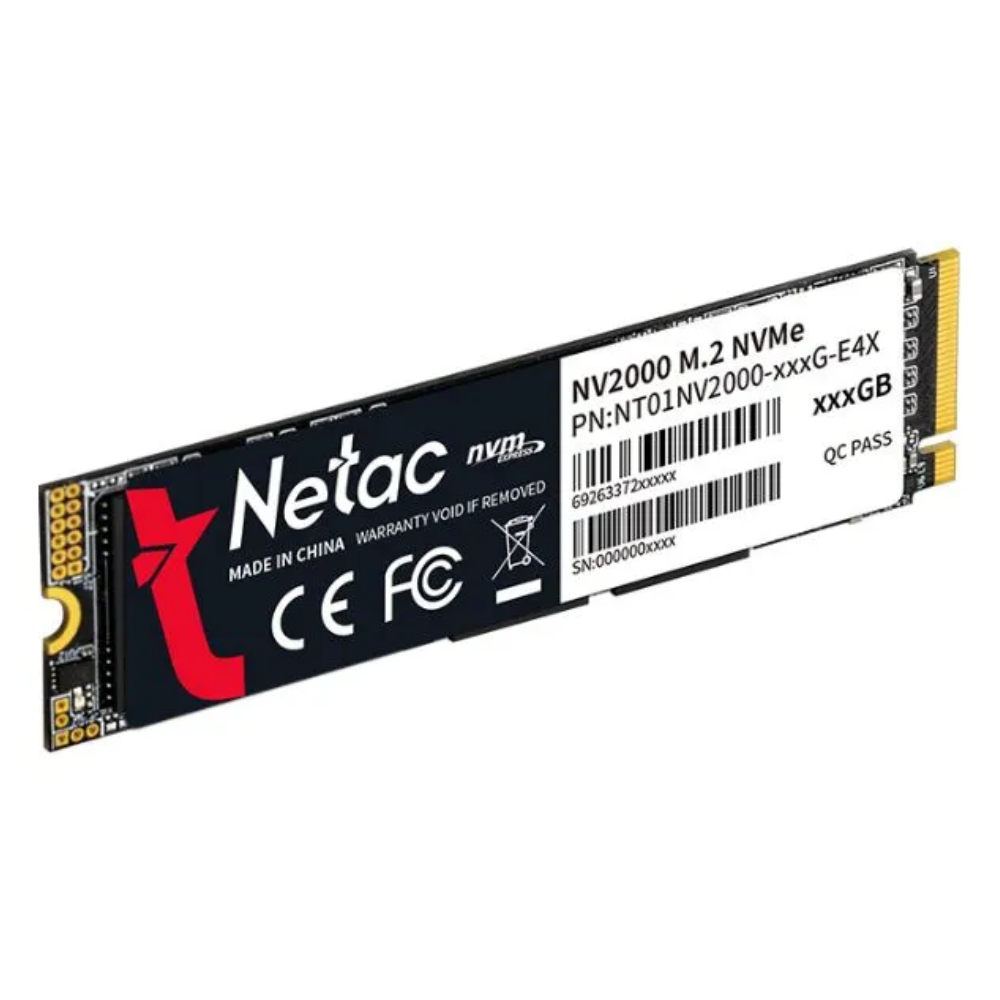 Disco Duro Netac SSD 512GB NV2000 PCIe 3 x4 M.2 2280 NVMe 3D NAND R/W hasta 2500/1950 MBps NT01NV2000-512-E4X