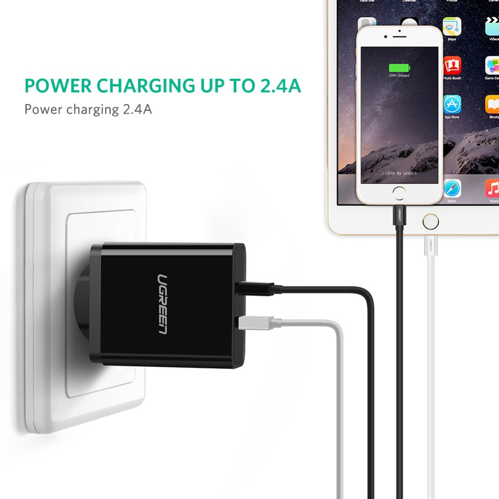 Cable de Carga Ugreen USB-A a Lightning MFI 2.4Amp Cable de 1M de Longitud color blanco 20728