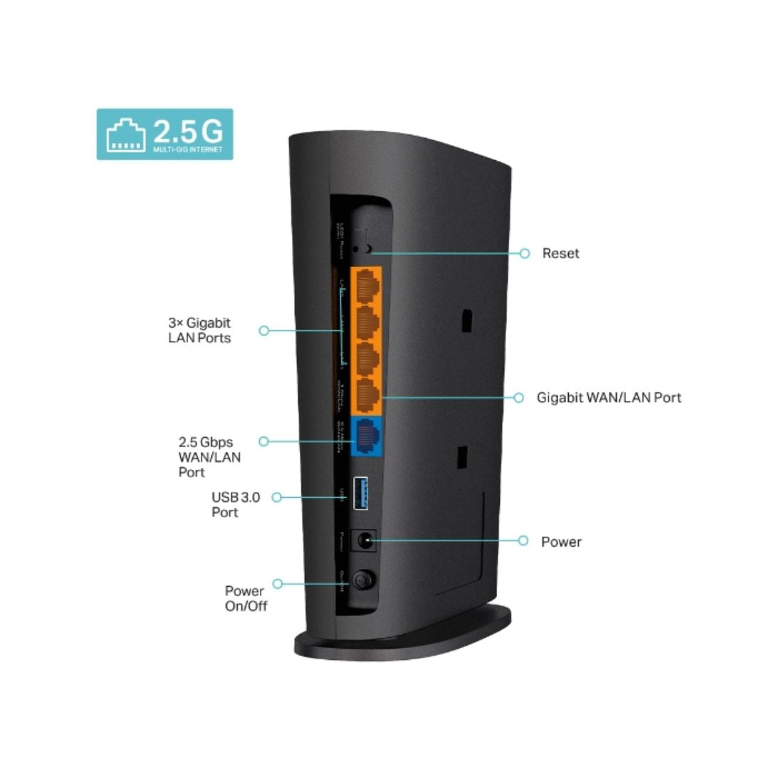 Router TP-Link Inalambrico AX6000 8 Antenas Doble Banda 2.4 y 5GHz 1xWAN 4xLAN 1x2.5Gbps 3x1Giga MU-MIMO ARCHER AX80