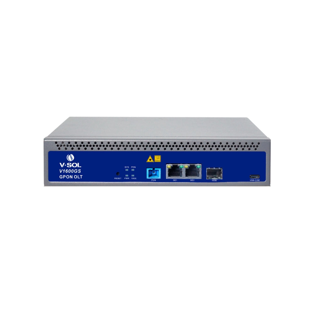 Gpon OLT V-Sol 1xGPON GE+2 GE SFP 10GE SFP+ USB Soporta Triple Play 1U Doble Corriente Alterna Compatible con Cualquier marca de ONU V1600GS