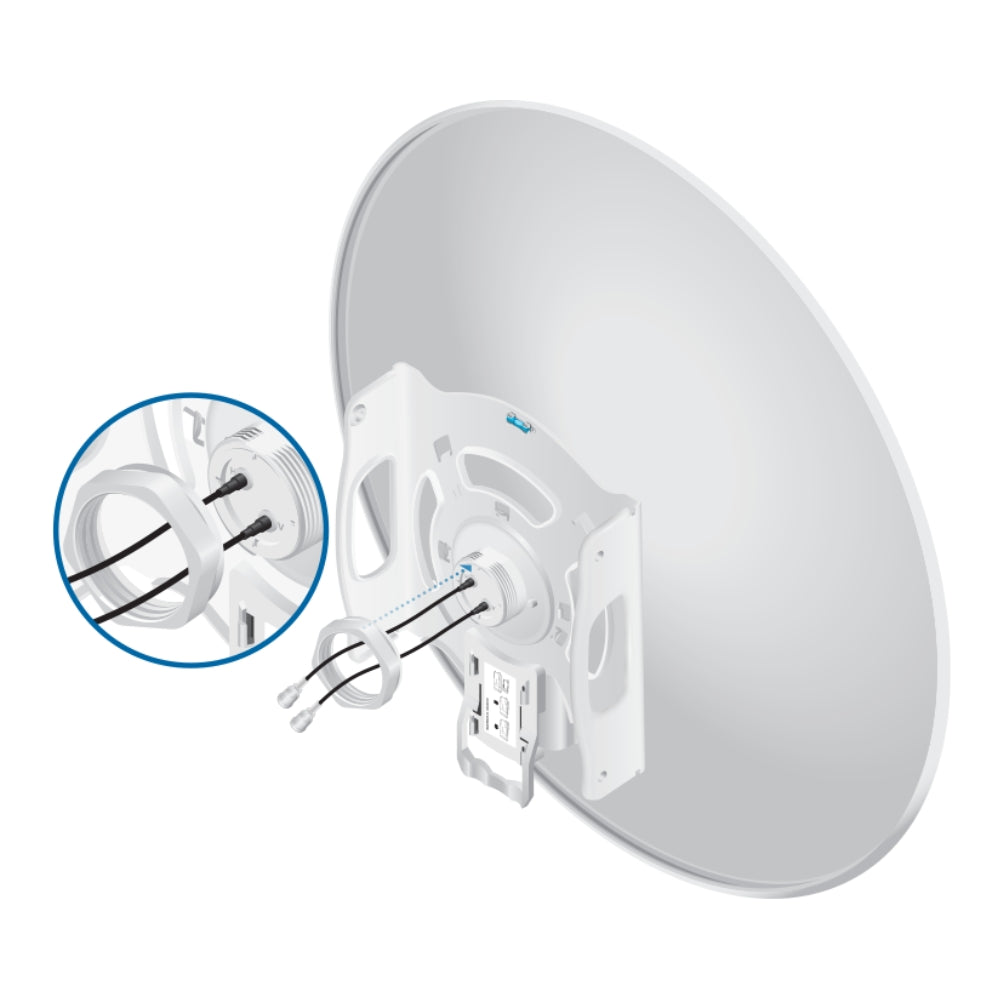 Rocket Dish Ubiquiti 30dBi Airmax 5GHz Antena Parabolica para UB-ROCKETM5 MiMo 2x2 Incluye Jumpers Kit de Instalacion F/B Ratio 30dB Xpol ISO 35dB Liviana 7.4Kg UB-RD-5G30-LW