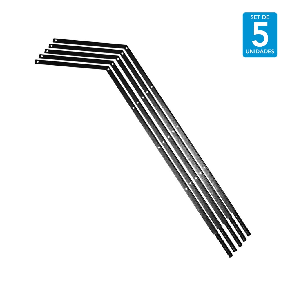 Kit de 5 Postes de Acero Dimax Doblado de 5 Orificios Dimensiones 866x15x15mm Chapa Galvanizada SGCC Superficie Recubierta de Polvo C912