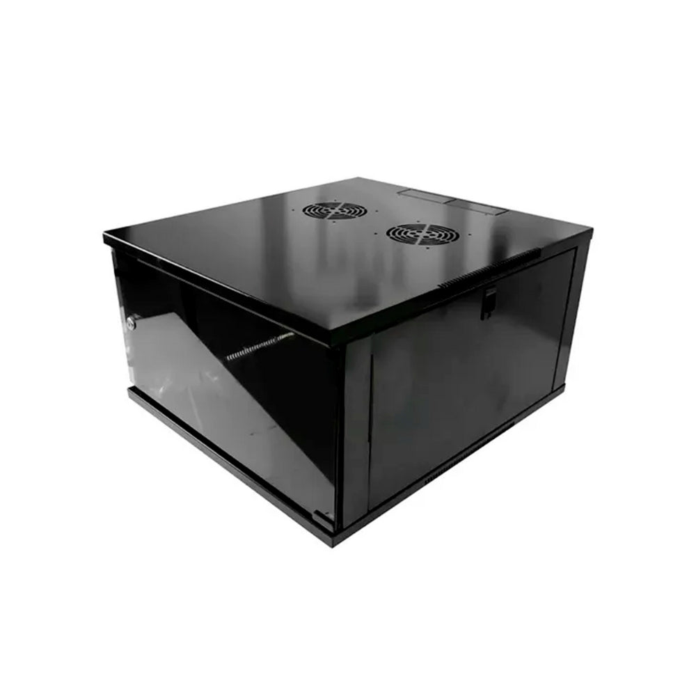 Gabinete Dimax 6U 370x600x600mm SOHO Puerta de Cristal Capacidad 60Kg color Negro C906