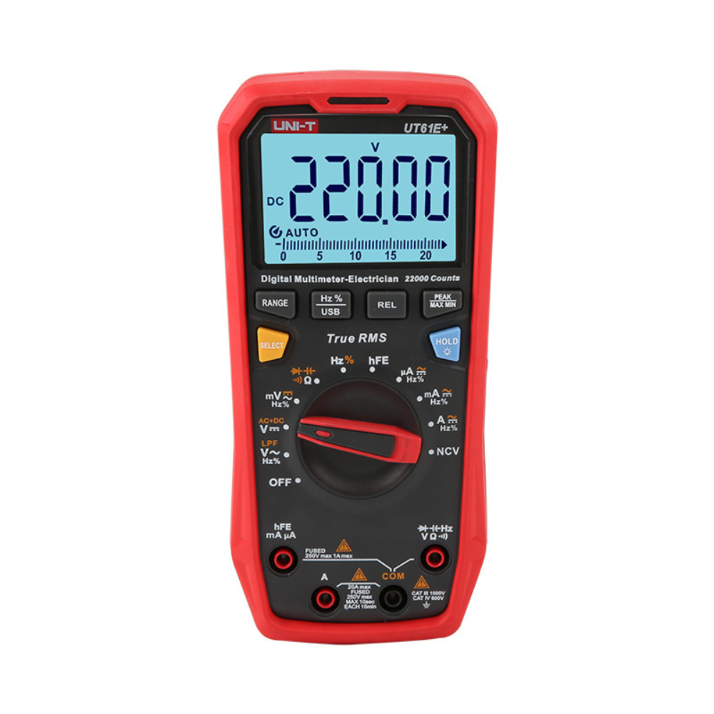 Multimetro Digital Uni-t RMS hasta 1000V AC DC 20A AC DC Capacitancia Resistencia Frecuencia UT61E+