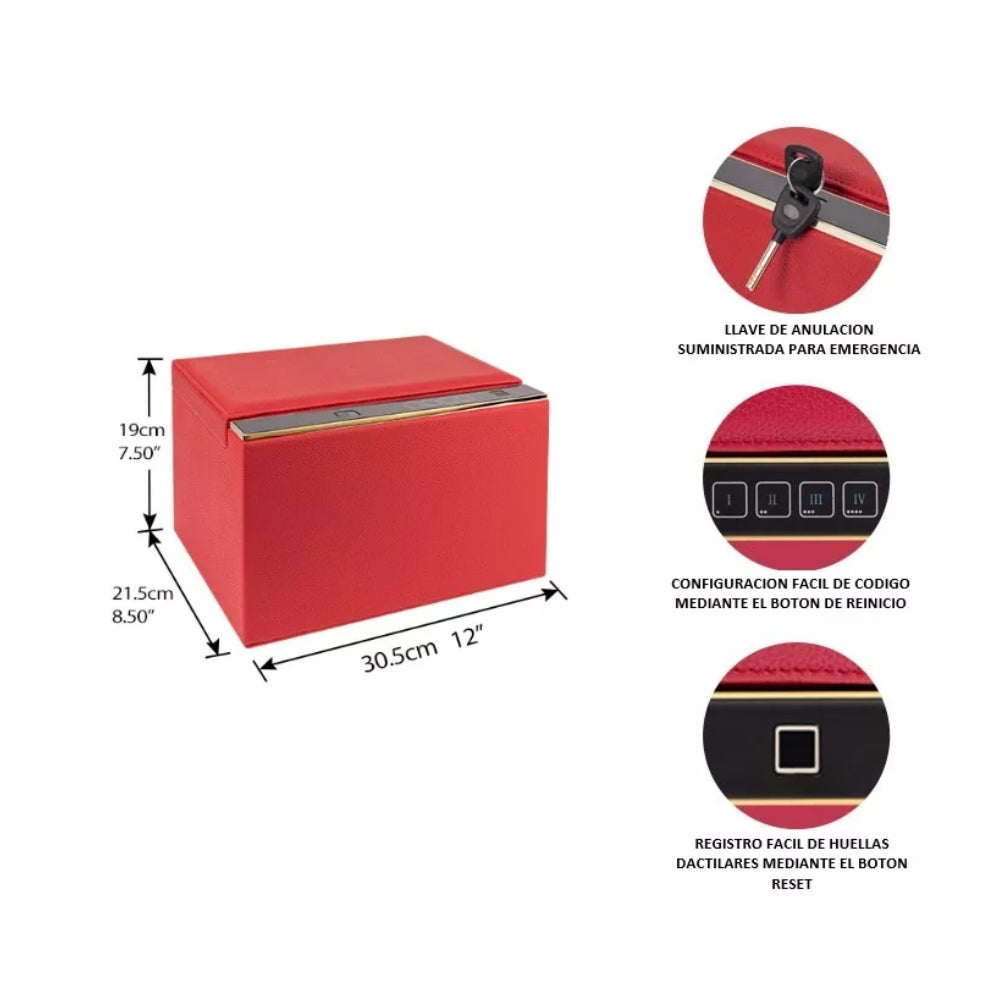 Caja Fuerte Safewell con Contraseña y Huella Tipo Joyero 30x20x20cm JS0103-Rojo