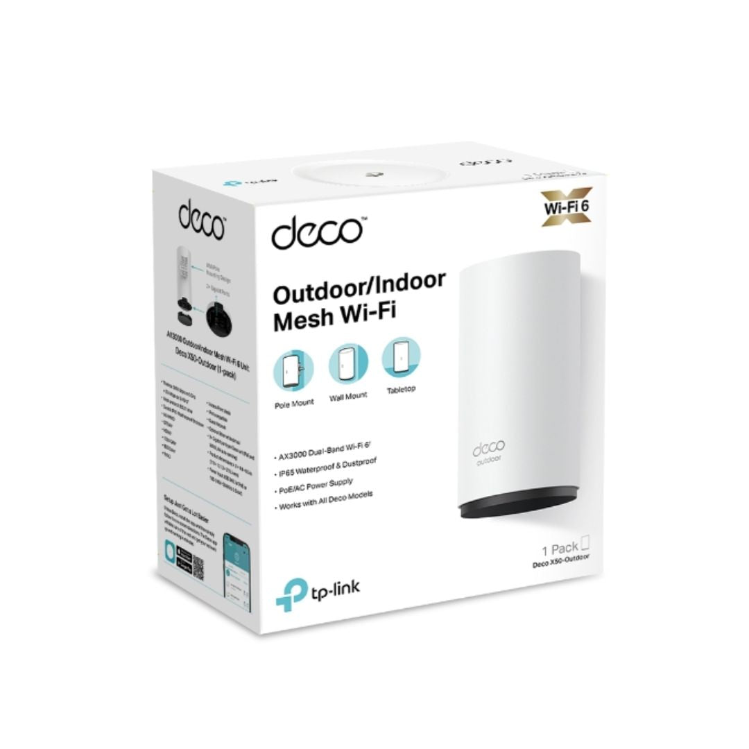 Sistema WiFi6 Mesh TP-Link CPU 1024QAM 2 Puertos Gigabit Router AP Roaming Conexion sin Lag Control Parental DECO X50-OUTDOOR1-pack