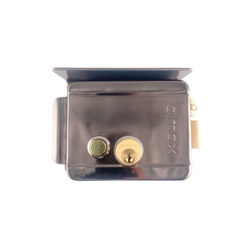 Cerradura Dimax Electrica Bidireccional con Boton de Presion Incluye 5 Llaves Alimentacion 12a18 Vdc 3Amp N093