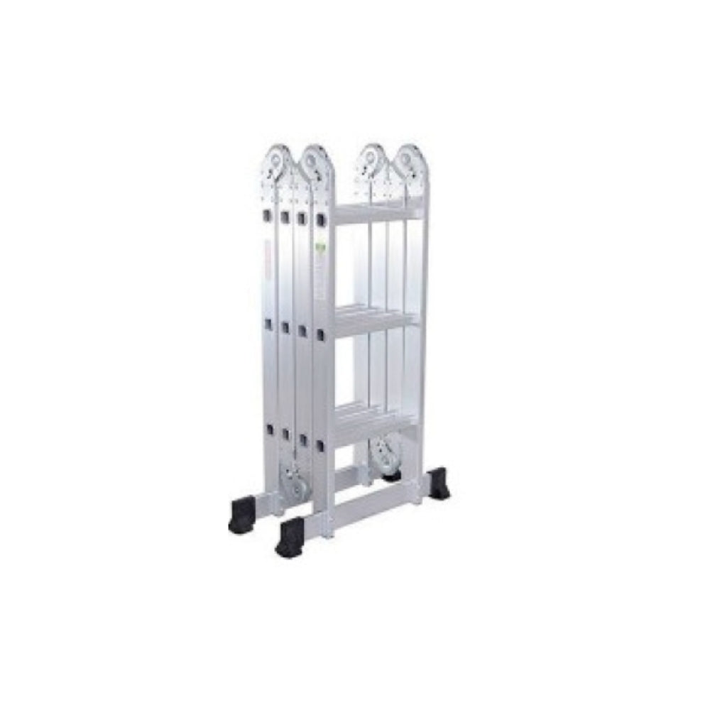 Escalera Dimax Multifuncional 4x3 hasta 3.46M 12 Peldaños Pie de Goma Antideslizante Bisagras Seguras Peso Maximo 120Kg N096