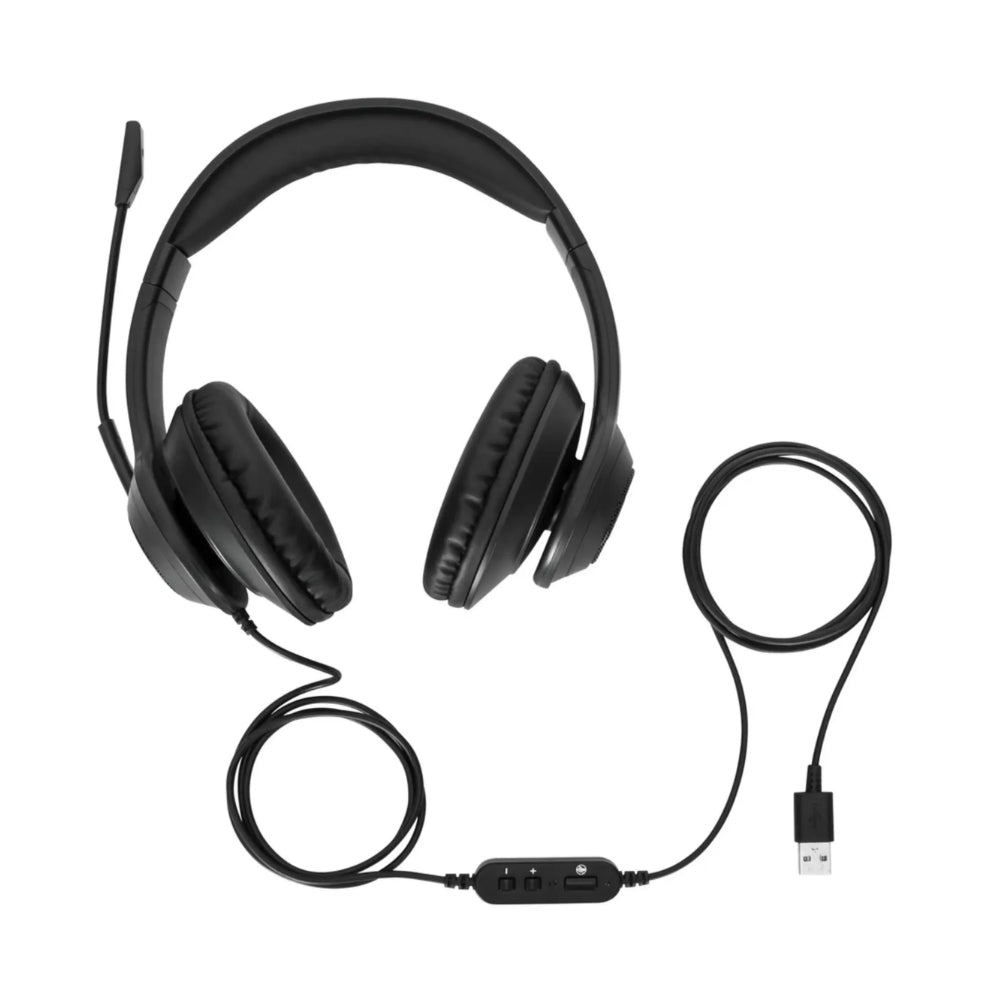 Auriculares Targus Estereo Diadema Acolchada Ajustable Conexion USB-A con Cable de 1.8 metros Microfono Omnidireccional Cancelacion de Ruido AEH102TT