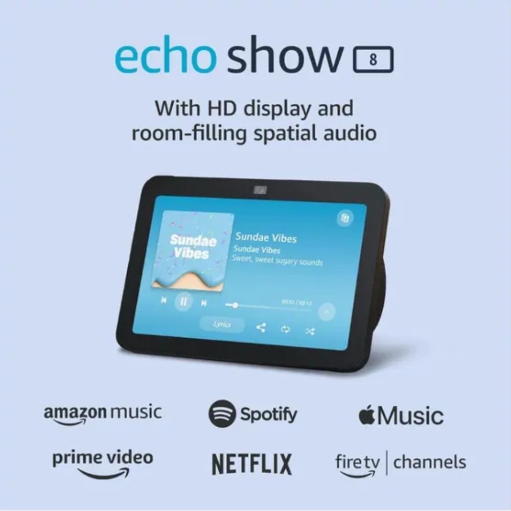 Asistente Virtual Amazon Echo Show 5 3ra Gen Pantalla Tactil 8" Camara Frontal 13MP WiFi Doble Banda Hub Zigbee color Negro R85SD6-BK