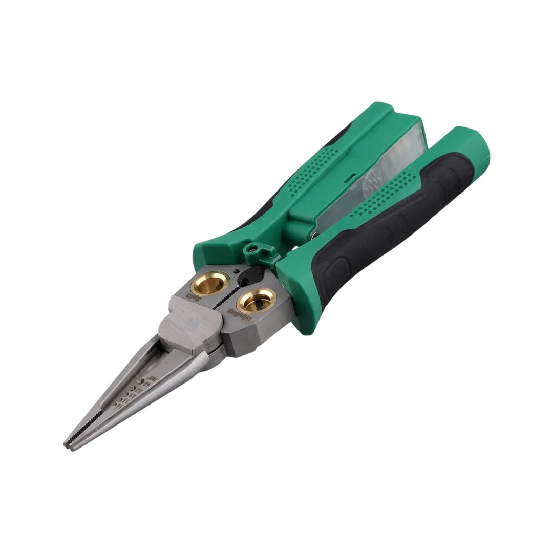 Alicate Multifuncion Dimax 8en1 Medicion de Voltaje 12-250Vac/Vdc Pelar Cortar y mas funciones para Electricista Material Acero Inoxidable N114