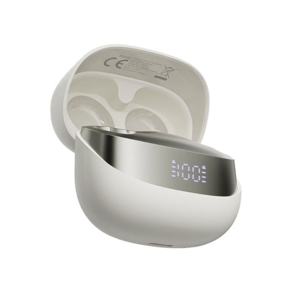 Audifonos Blackview Inalambricos Confort Bluetooth 5.4 Autonomia hasta 5 horas y 24 horas con el estuche Estuche de Carga con Display Nivel de Bateria color Blanco AIRBUDS 9-BWH