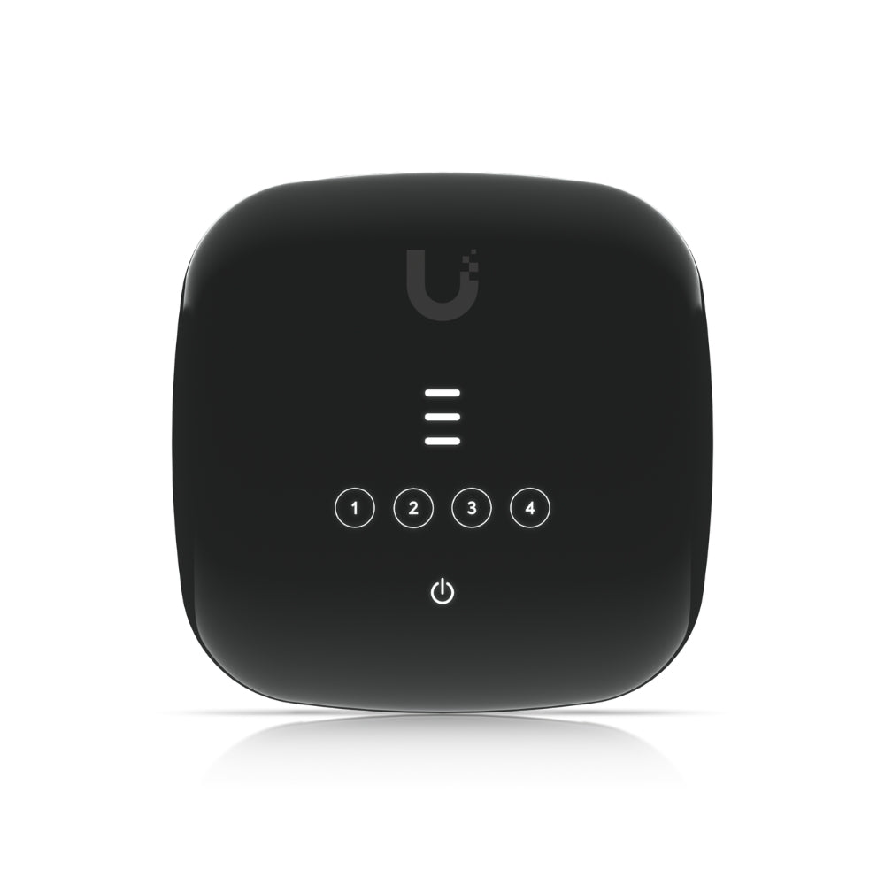 Ufiber Ubiquiti WiFi Router GPON WiFi 1xWAN SC/UTP GPON 4xEthernet Gigabit 550Mbps Pantalla Informativa PoE 24Vdc 0.3Amp Incluido UB-UF-WIFI