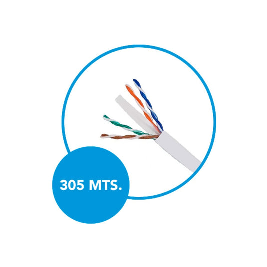 Cable Ethernet UTP Dimax Categoria 6 23AWG Aleacion Longitud 305 Metros color Blanco Bajo Normal UL C757