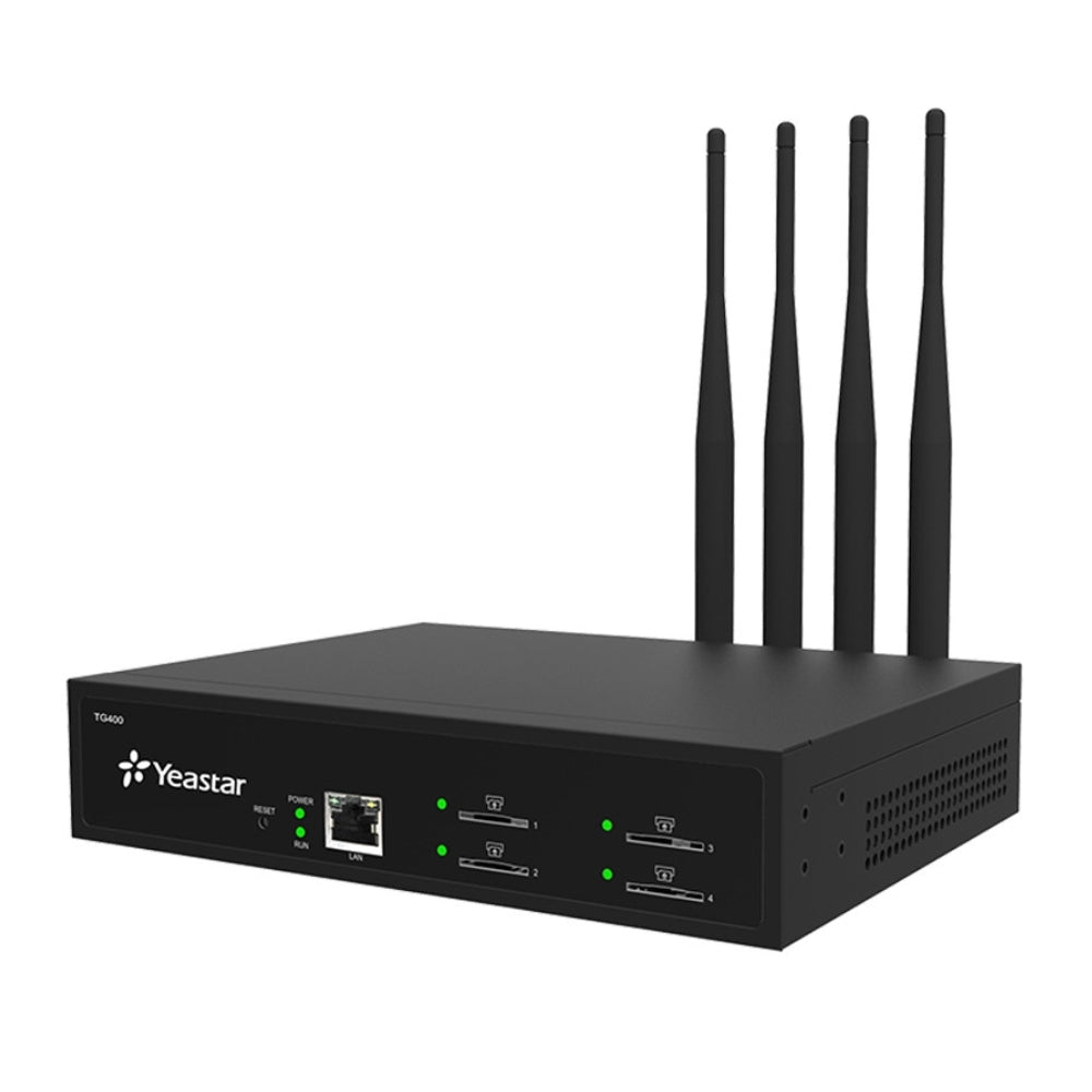 Gateway Yeastar GSM 4xPuertos GSM 850,900,1800,1900 MHz WCDMA 850,1900 Protocolo SIP, IAX2 1xEthernet 100Mbps TG400