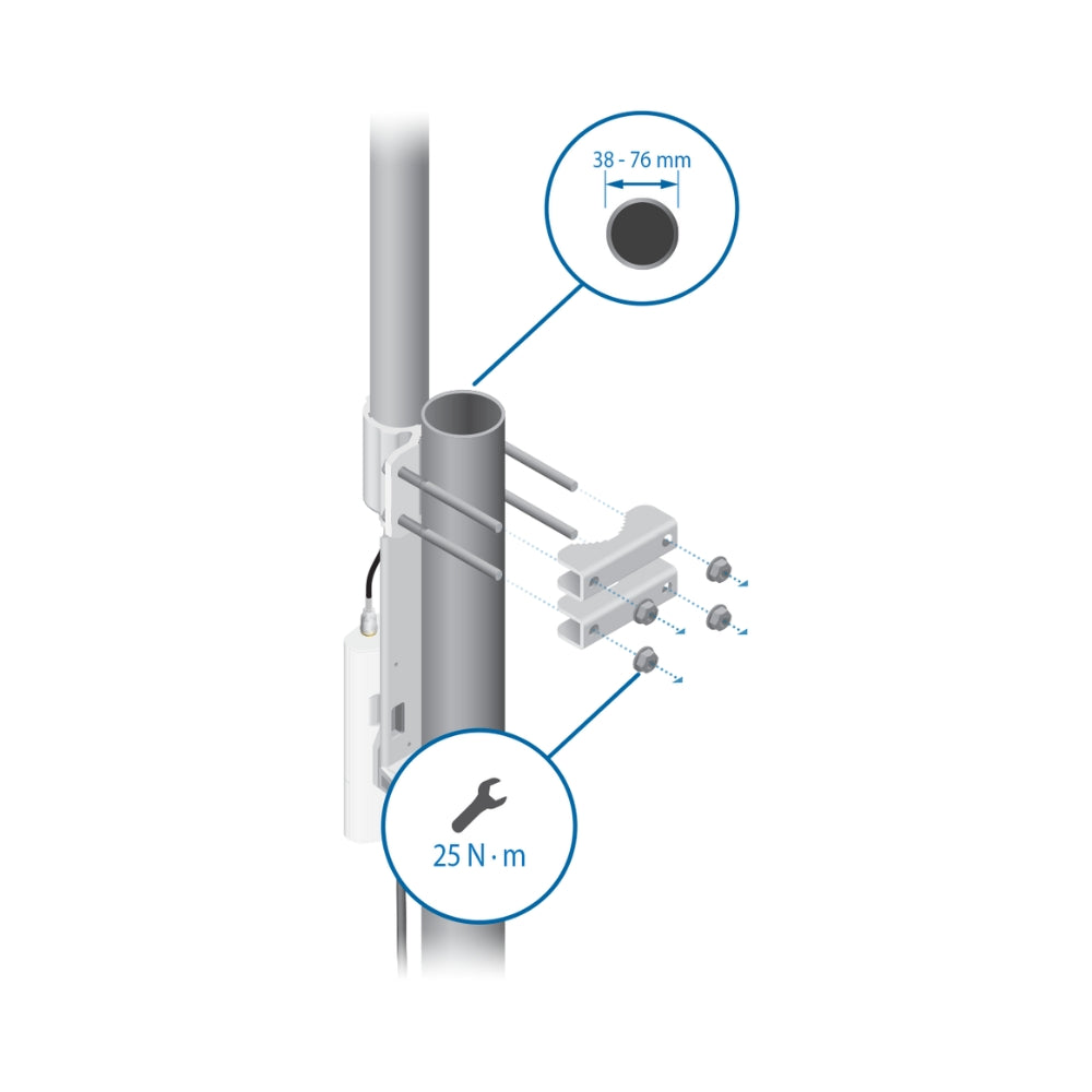 Antena Ubuquiti Omnidireccional 13dBi 5.0GHz H/V Pigtails Incluidos Kit de Montaje Conectores RP-SMA Elevacion 7° Downtilt 2° UB-AMO-5G13