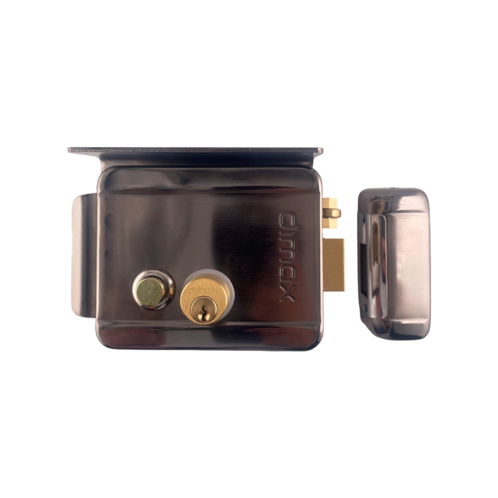 Cerradura Dimax Electrica Bidireccional con Boton de Presion Incluye 5 Llaves Alimentacion 12a18 Vdc 3Amp N093