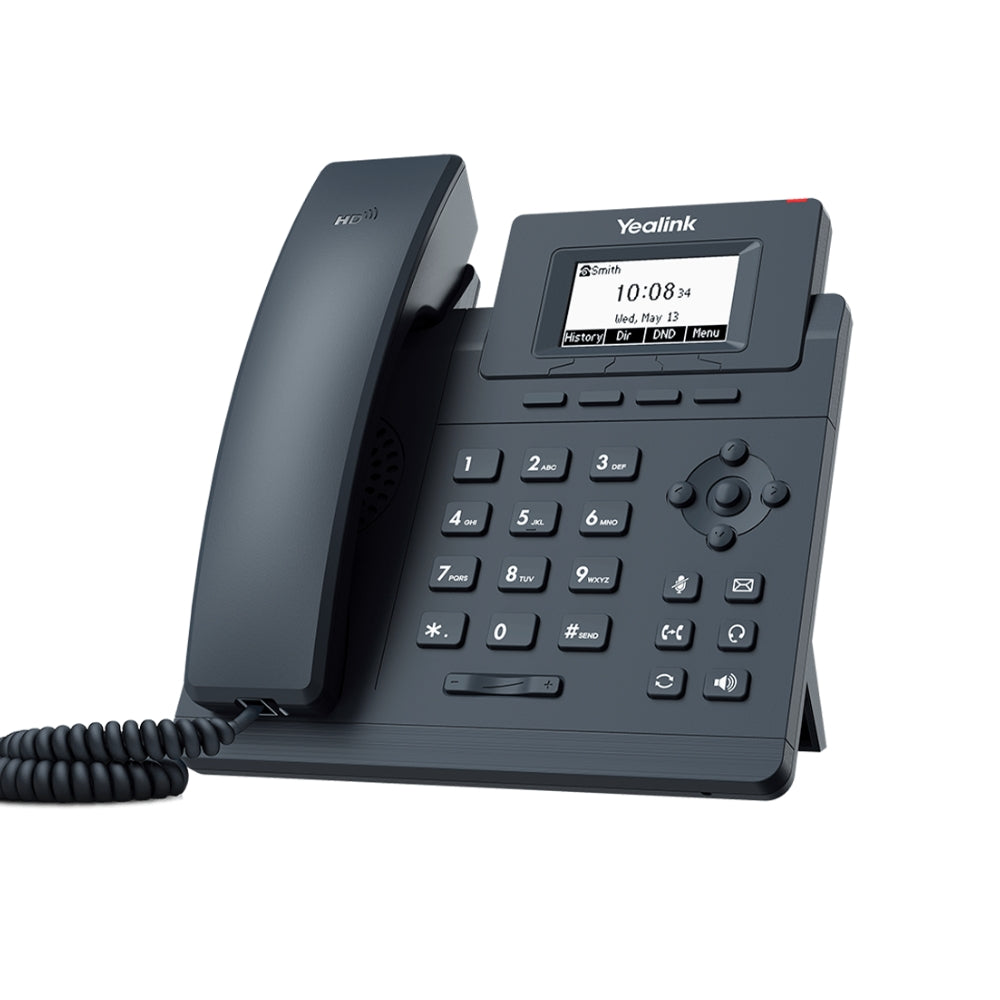 Telefono IP Yealink PoE 2xLineas SIP 2xPuertos 100Mbps Pantalla 2.3" 5 Teclas Programables Conferencia 5 Vias Incluye Fuente SIP-T30P