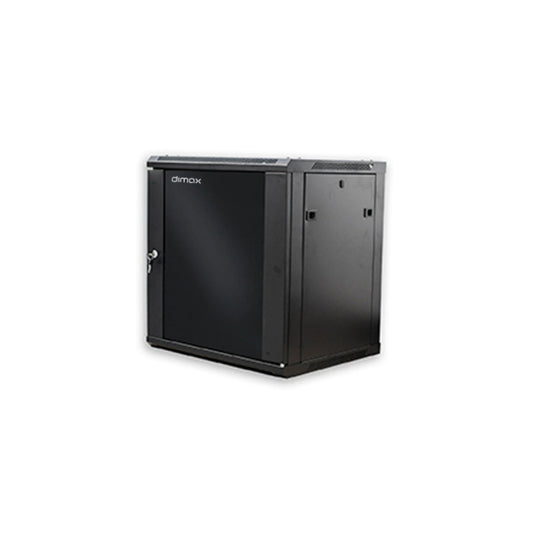 Gabinete Dimax 12U 635x450x600mm SOHO Puerta de Cristal Capacidad 60Kg Norma ROHS color Negro C752