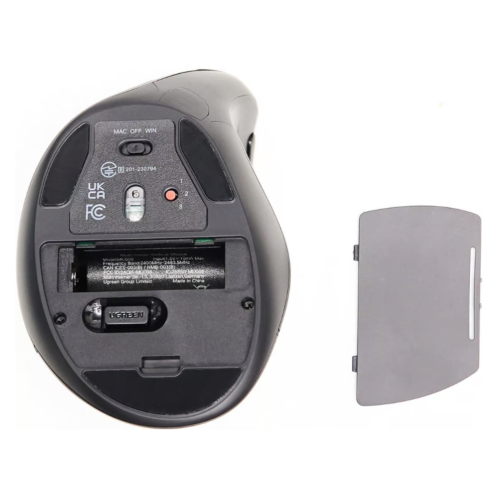 Mouse Ugreen Inalambrico Dual Vertical conecta hasta 3 Dispositivos en Simultaneo Bluetooth 5.0 y USB-A 2.4GHz compatible con Windows MAC Android y Chrome OS hasta 4000 DPI 25444