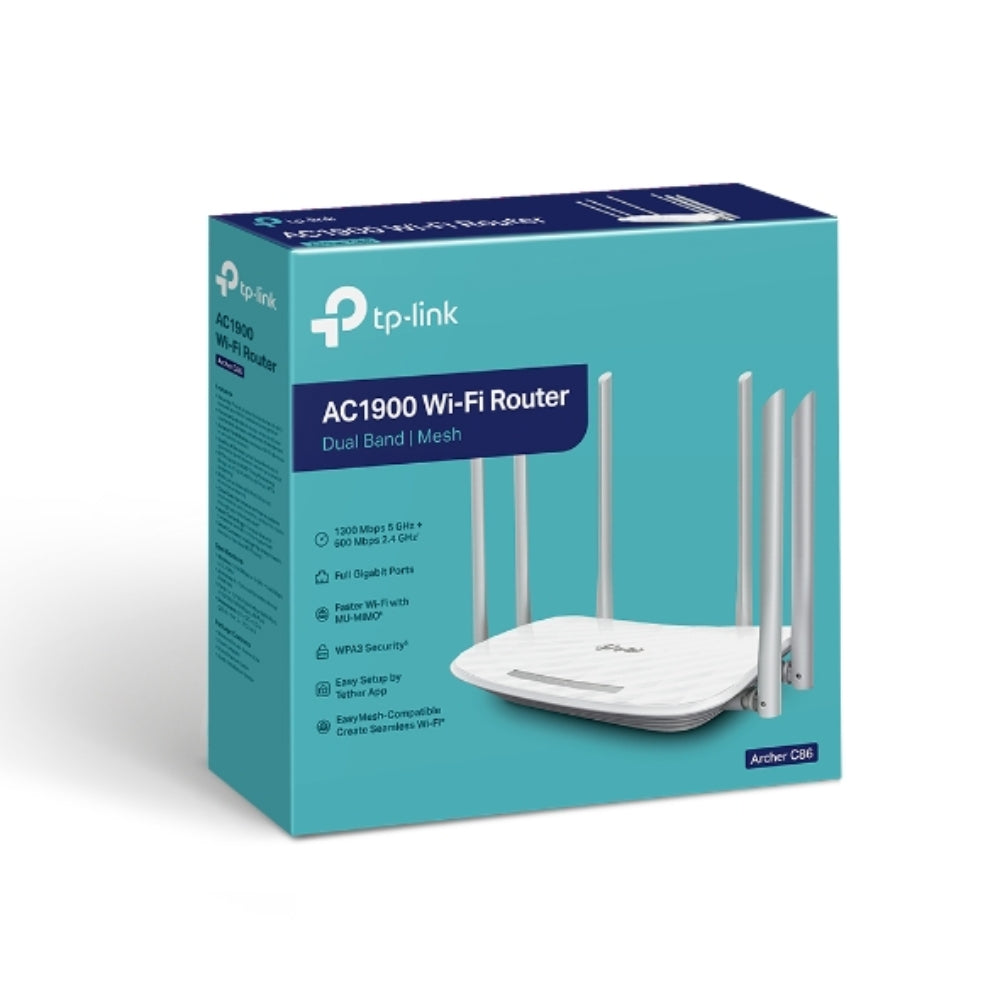 Router TP-Link Inalambrico AC1900 6 Antenas Doble Banda 2.4 y 5GHz 1xWAN 4xLAN SmartConnect ARCHER C86