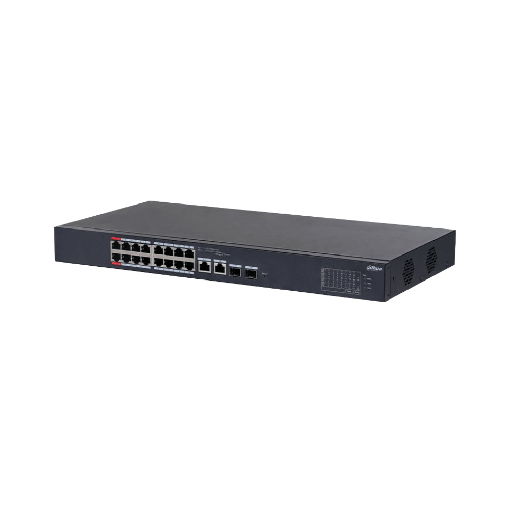 Switch Administrable Dahua 18 Puertos 2xSFP/2xGigabit + 16 Puertos 100Mbps PoE 135Watts PoE Watchdog DH-CS4218-16ET-135